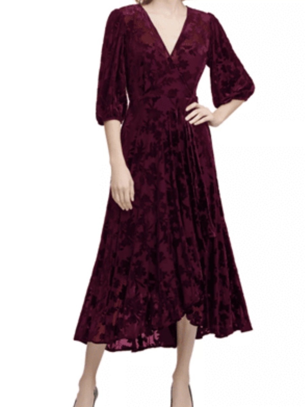 Calvin Klein Wine Velvet Midi Dress